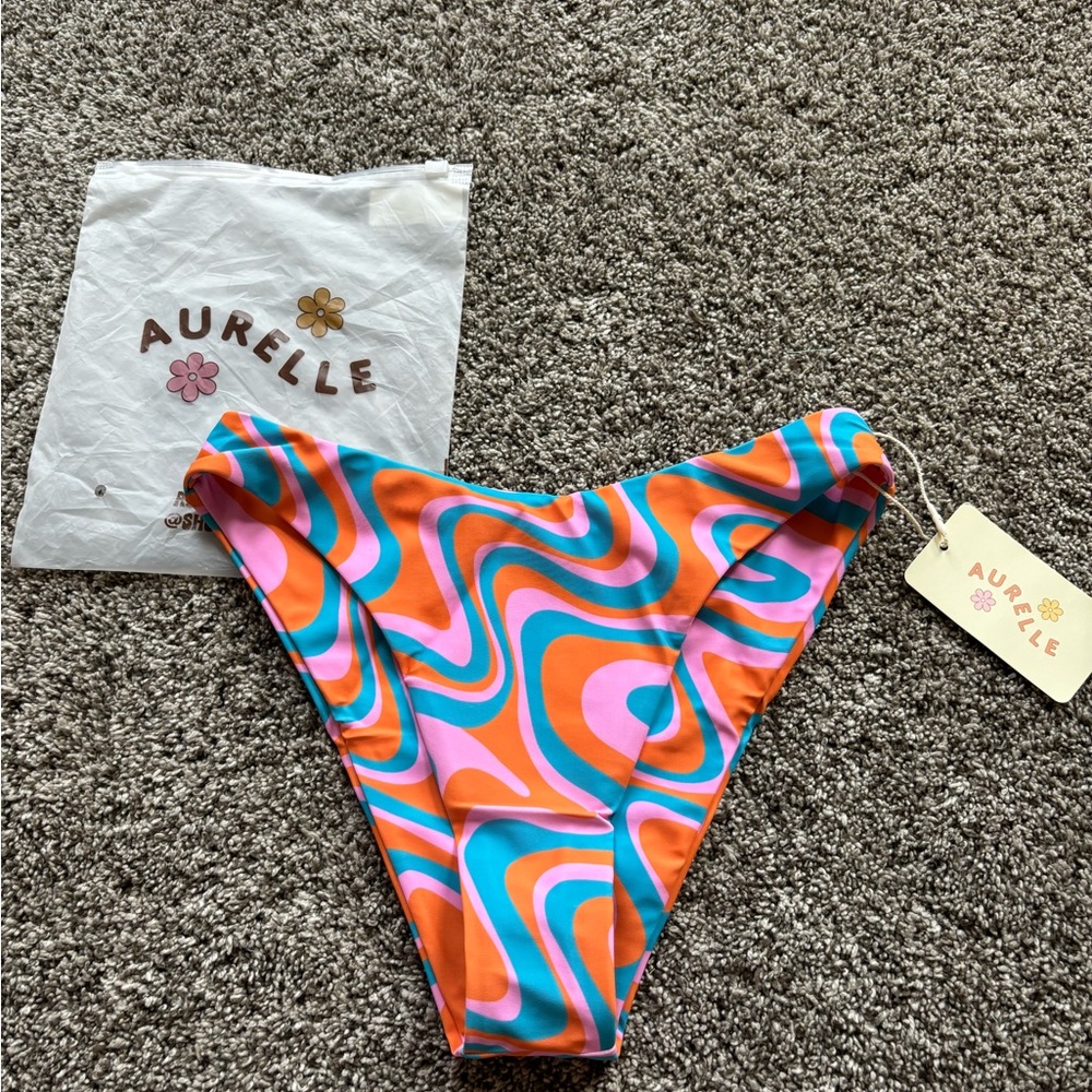 Aurelle Swim South Beach Classic Bottoms Swirl Bikini Bottom Size Small